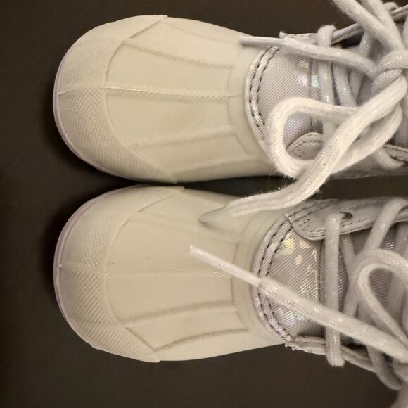 Sperry Toddler Duck Boots Size 6 Gray White Iridescent Lace-Up Rain Boots - Picture 8 of 10